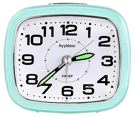 Ayybboo Wecker Analog Ohne Ticken mit Snooze Nachtlicht Lautlos Ziffernblatt Quarzwecker,Lernwecker Wecker Schlafzimmer (Grün)