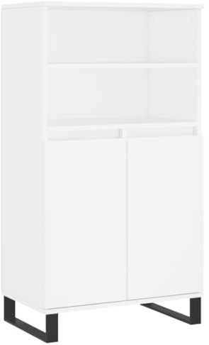 vidaXL Highboard, Sideboard for Bedroom Living Room, Cupboard with Shelves and Door, Side Cabinet, Industrial Style, White Engineered Wood