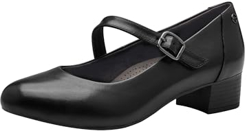 Tamaris Comfort Damen Pumps mit Riemen aus Leder mit Klettverschluss, Schwarz (Black), 39 EU