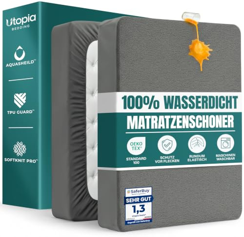 Waterproof Mattress Protector, Super King 180x200cm, Fits 40cm Deep (Gray)