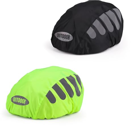 katmerio Regenschutz für Fahrradhelm, 2 Stück Fahrradhelm Regenüberzug, Atmungsaktiver und wasserfester Helmüberzug, Reflektierende Fahrrad Regenhaube für alle Helme