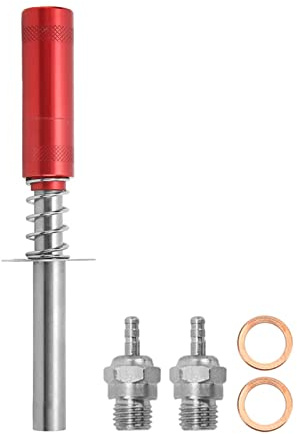 Glödstift Tändare, Aluminiumlegering RC Startsats, RC Motor Tändare med N3 Hot Spark Glödstift för RC Oljedriven Bilfartyg Metanolmotor (Röd)
