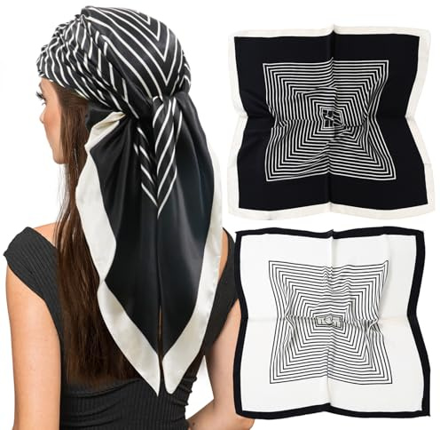 vimate Head Scarf for Women-35 Square Silk Feeling Satin Scarf for Hair Wrapping and Sleeping at Night.