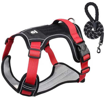 Hundegeschirr mit Griff, Hundegeschirr | Weiches, nicht ziehendes Haustiergeschirr, verstellbares Hundegeschirr - Flexibles Hunde-Zuggeschirr, Hundegeschirr-Halsband-Set zum Spazierengehen, Joggen, Wa