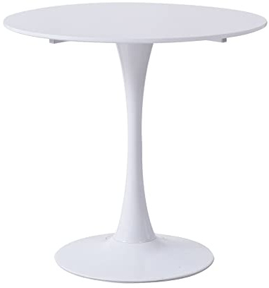 DEYARNA HOME Runder Esstisch, Durchmesser 80cm, Tulip Runder Küchentisch, Mid-Century Freizeittisch für Esszimmer, Wohnzimmer, Cafe, Büro, 80cm*80cm*75cm (Weiß)