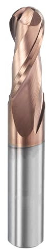 sourcing map Ball Nose End Mill 2 Flute 11/32 Diameter 3/8 Shank Tungsten Carbide TiAlN Coated Spiral CNC Router Bits 7/8 Cutting Length Single End Ball for Carving Engraving Grinding