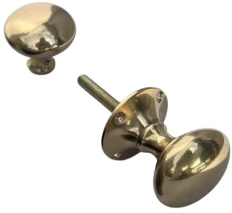 Epsom Door Handle Polished Brass Victorian Rim Knob, Solid Brass Rim Lock Knobs