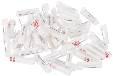 PATIKIL 50 Épingles De Sécurité, 22mm Épingles De Barrette Auto-Adhésives Épingles De Badge Épingles D'Étiquette en Gros Petit avec Dos Plat Bandes Adhésives Artisanat DIY, Blanc