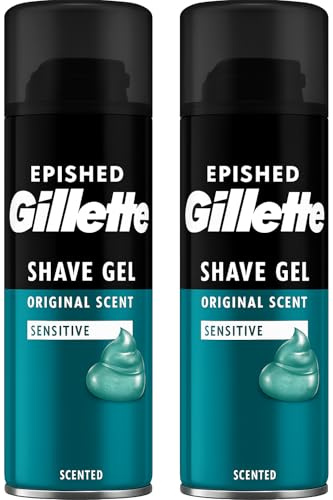 Shave Gel for Men Sensitive Skin 2 x 200ml | Original Scent for Face and Body | Skin Protection Shaving Gel with Smooth Glide | Anti-Irritation Hydration Shaving Cream Alternative