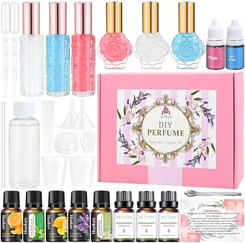 JUYRLE Set de parfums à fabriquer soi-même, kit de bricolage pour adultes, création avec huile essentielle, mini parfums avec petit flacon vaporisateur, comme cadeau pour femme