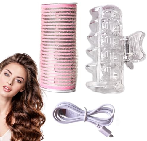 Bigoudis - 3,34 pouces - Bigoudis en céramique ABS - Chauffé par USB - Auto-adhésif pour des réparations rapides - Volume de franges - Bangs coréens - les types de cheveux