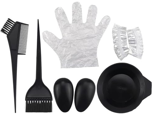 OPPWONG Kit Colore Capelli, Kit Tintura Capelli Strumento Colorazione Qualità Professionale Salone 7 Pezzi Spazzole per Tintura per Pettine per Tinta Ciotola per Miscelazione Copri Orecchie