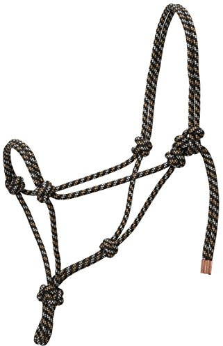 Weaver Leather Diamond Cavezza in Corda Intrecciata, Nero/Marrone/Bianco, per Cavallo Medio