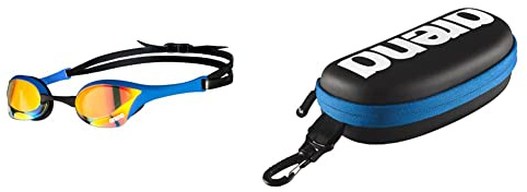 arena Cobra Ultra Swipe Mr Lunettes De Plongée Homme, Yellow Copper-Blue, Taille Unique & Swim Goggle Case, Étui pour Lunettes de Natation, Étui Rigide, Couleur Noire