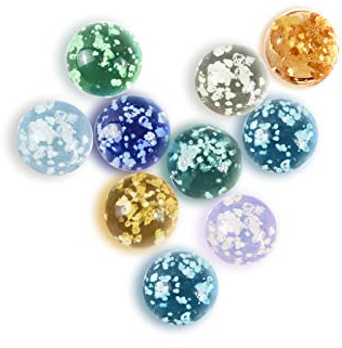 Ben & Bel Glow-In-The-Dark Glass Marbles – A 10-Piece Set of Multicoloured Speckled Marbles for Marble Run Games, DIY Projects or Home Decoration