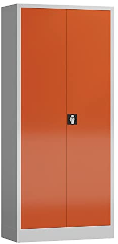 Aktenschrank Metallschrank abschließbar mit 2 Türen 4 Fachböden 1945 x 920 x 420 mm Werkzeugschrank Mehrzweckschrank (RAL 7035/3000 lichtgrau/feuerrot)