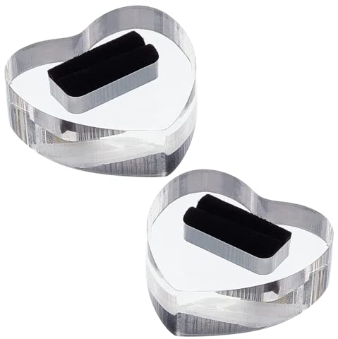 Heart Shape Ring Holder - 2Pcs Clear Acrylic Ring Holder for Women & Girls, Fits Jewellery Ring & Earring Display