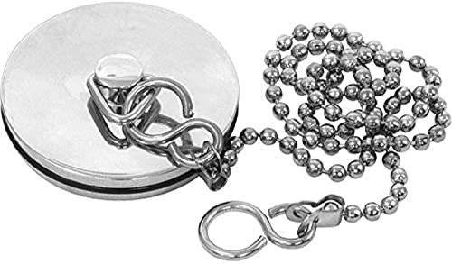 Chrome Sink Plug with Chain for Kitchen or Bath - 45mm (1.3/4 Inch) with Ball Type and S Hook Shaped Chain Made of Stainless Steel 450mm (18 Inch) (5 cm x 1.5 cm x 0.60 cm)