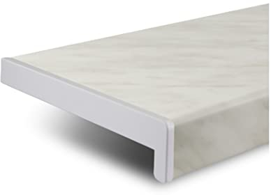 TJ Fensterbank Innen Kunststoff Marmoroptik / 35 x 120 cm Fensterbank inkl. Seitenabschluss/PVC Fensterbank nach Maß/Fensterbank Innen kratzfest und feuchtigkeitsundurchlässig