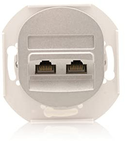 Inserto per presa dati Nobilis, argento, installazione 2xRJ45 Cat 6 FTP Ø 60 mm, a 2 ingressi