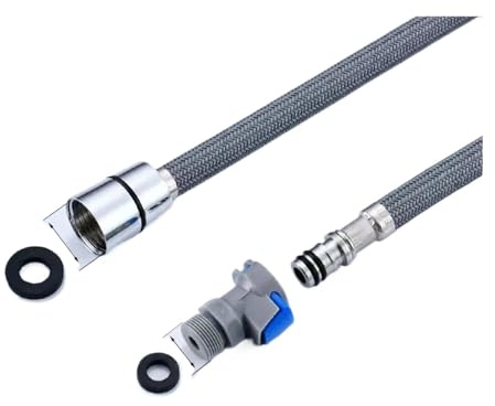 Aqxybgt Manguera de Repuesto for Grifo F1/2 M15 x 1, Manguera extraíble de conexión rápida, Tubo de Manguera de Nailon Gris/Negro de 150cm, Accesorios de Cocina y Ducha (Color : Gray)
