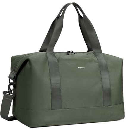 ECOHUB Easyjet 30L Cabin Bag 45x36x20 Underseat Travel Flight Bag Foldable Carry On with Removable Wet Pocket Waterproof Overnight for Women (Green)