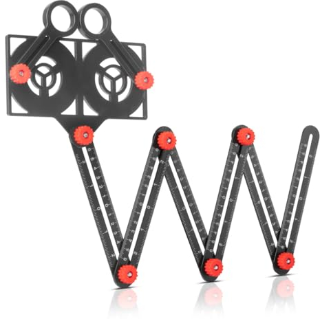 STAHLWERK 6-in-1 Multiwinkel-Messlineal zum präzisen Erstellen von Schablonen, Alu-Angleizer | Winkelschablone | Konturenlehre | Template Tool | Messwerkzeug aus Aluminium