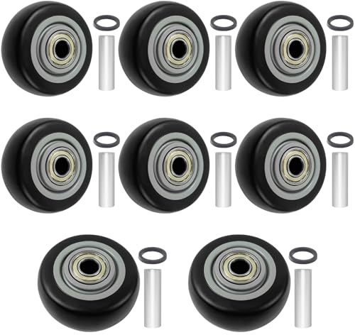 8 Pcs 3 Inch Push Cart PU Shelf Replacement & Cargo Elevator Front Casters, Replacement Casters for Platform Trucks & Snow Blower, Grill 3 x 1.25 3/8 Axle