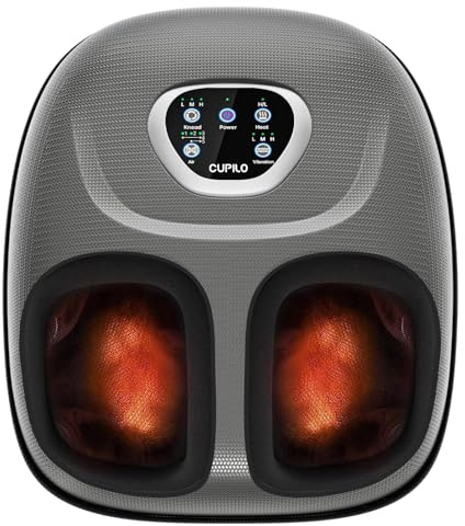 CuPiLo Foot Massager with Heat, FSA Eligible HSA Shiatsu Foot Massager Machine for Plantar Fasciitis, Adjustable Vibration & Pressure for Neuropathy Pain, Women Men Gifts, Fits Up to 12(Gray)