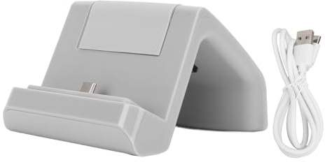 Alomejor Station de Chargement Switch Lite avec LED Lumineux, Support Charge Rapide pour Console de Jeu, Station à Langer Réglable (Gris)
