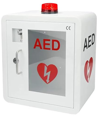 Gabinete de almacenamiento para desfibrilador AED, botiquín de primeros auxilios, gabinete de almacenamiento para desfibrilador cardíaco con sistema de luz y alarma, caja de alarma de desfibrilación