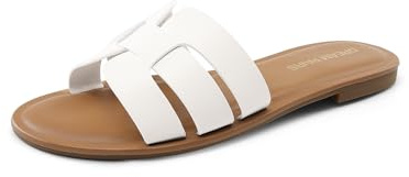 DREAM PAIRS Women's Dressy Slide Sandals,Size 4,White