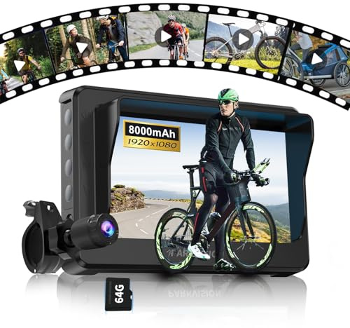 PARKVISION Bicycle Rear View Camera Recorder, 4.3'' 1080P Monitor, 8000mAh Battery,Loop Recording, 64GB TF Card, Bike Front/Backup Cam for Mountain Ebike Road Bike