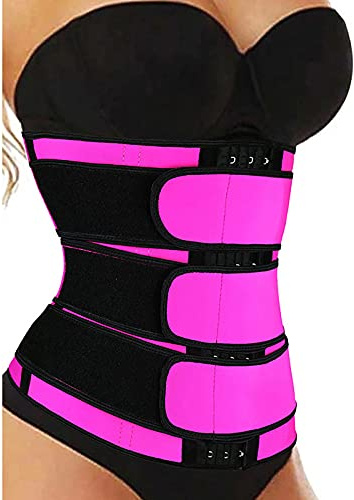 Women's Sweat Waist Trainer Corset Trimmer Shaper Belt Slimming Tummy Wrap Belt For Weigh Loss Plus Size Sauna Belt sweat trainer Hot Pink