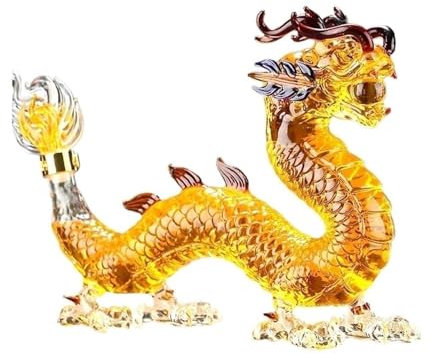 YUZDNM Art Statue - Oriental Dragon Lead-free Glass Whisky Bottle 1000ml, Handmade, Festival Table Decoration, Wine Tequila Gift, Personalized Animal Wine Bottle