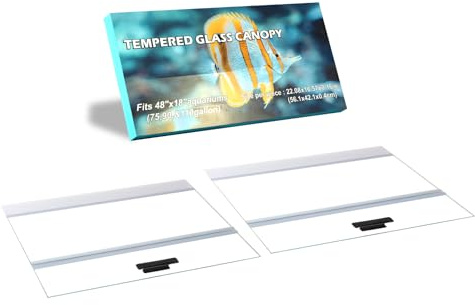 CUCZUUS 2PCS Set 22.08x16.57x0.16in（Each Piece） Clear Tempered Glass Canopy,75/90/110 Gallon Aquarium Fish Tank Hoods for Aqueon