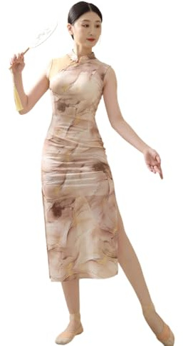 ROYAL SMEELA Qipao Tradizionale Cinese per Donne,Abito Cheongsam Senza Maniche Collo Mandarino Donna