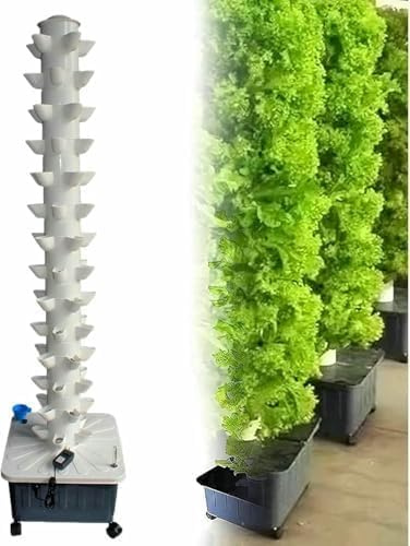 Sistema di coltivazione idroponica verticale - Torre da giardino intelligente per interni a 14 strati a 70 fori per piantare casa e serra per una cura efficiente delle piante senza suolo