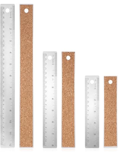 3 stycken linjaler metall med korkbaksida rostfritt stål metall stållinjal 15 cm 20 cm 30 cm kork linjal halkfri metalllinjal med tum och centimeter rak kant för skola kontor ritteknik