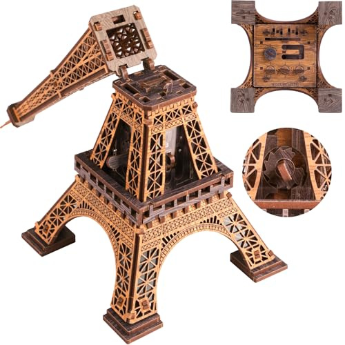 Wooden.City Caja de Rompecabezas de Madera Torre Eiffel - Rompecabezas de Madera 3D para Adultos | Escape Room | Caja de Trucos de Madera Estilo Cluebox | 180 Piezas
