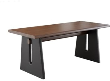 CUISGOR Diner Table Walnut Solid Wood Dining Table Log Large Square Living Room Workbench Dining Table(160cm)