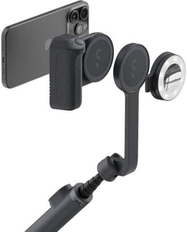 ShiftCam Travel and Creator Kit – MagSafe-Compatible Mobile Creator Bundle for iPhone and Android, Compact Phone Grip, Adjustable LED Light, Extendable Bluetooth Tripod for Vlogging - Travel Kit Pro