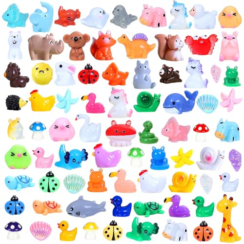 pupuluck 160 Pcs Mini Resin Animals Miniature Animal Figurines Bulk