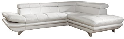 Mivano Canapé d'angle Enterprise en Forme de L avec ottomane Droite/appuie-tête et Bras réglables / 277 x 75 x 238 / Cuir synthétique Blanc