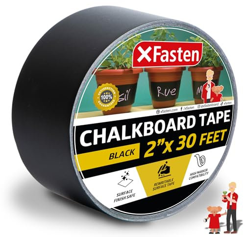 XFasten Ruban adhésif noir amovible pour tableau noir résistant aux taches