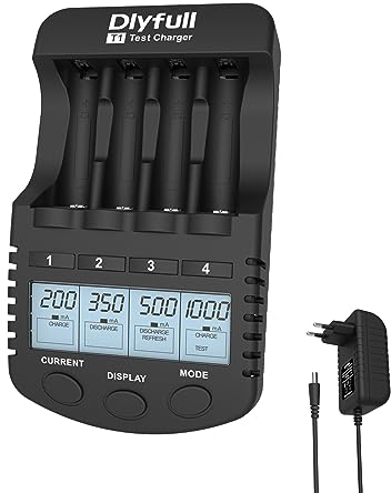 Dlyfull Akku Ladegerät AA AAA Batterieladegerät Schnell Akkuladegerät für AA AAA NI-MH NI-CD Akkus mit Batterie Reparatur、Entladungsfunktion - Ladegerät für Batterien AAA und AA