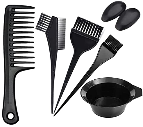 KEAIDUO 7pcs Hair Dye Coloring Kit, Hair Tinting Bowl, Dye Brush, Ear Cover, Wide Tooth Comb DIY Hair Dying Brush and Bowl Set for Home Salon
