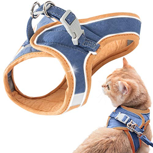 GeeRic Katzengeschirr,Katzengeschirr Ausbruchsicher,Katzen Weste mit Leine, Verstellbare Geschirr für kleine Katze, Escape Proof Cat Harness Set mit reflektierenden Streifen