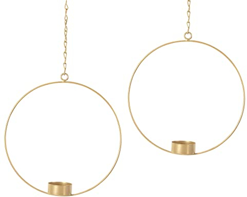 Bada Bing 2er Set Teelichthalter Kerzenhalter Dekoring Metall Ring Kerzenständer zum Hängen Gold Durchmesser ca. 20 cm Fenster Deko Ostern Frühling 26