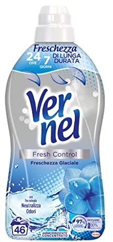 Vernel Fresh Control Ammorbidente Neutralizza Odori, Profumazione Freschezza Glaciale, Confezione da 46 lavaggi